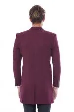 Bordo Sivri Yaka Slim Fit Kaban - Wessi