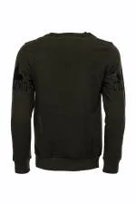 Yeşil Baskılı Taşlı Bisiklet Yaka Sweatshirt - Wessi