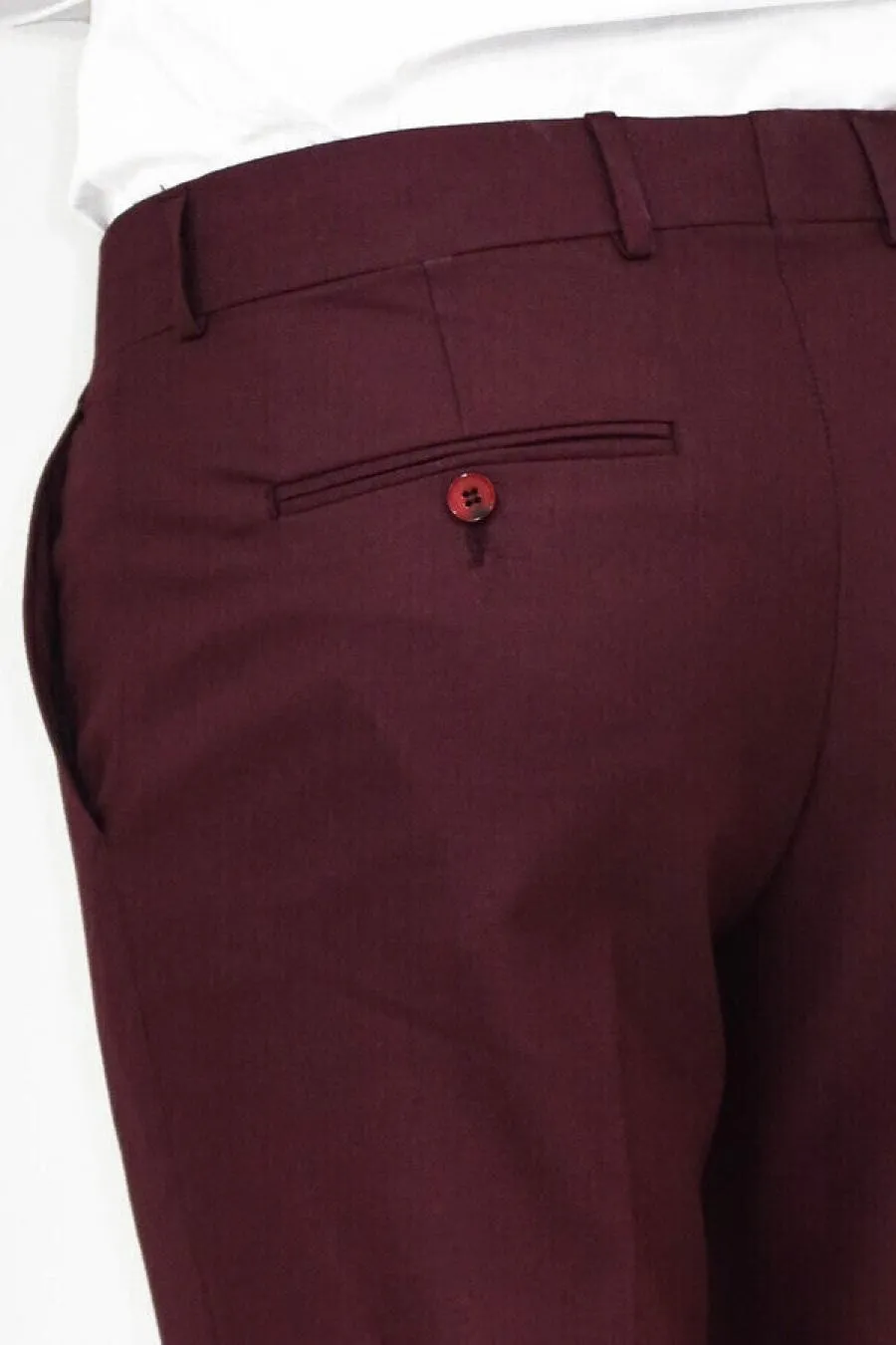 Slim Fit Desensiz Kumaş Bordo Erkek Pantolon - Wessi