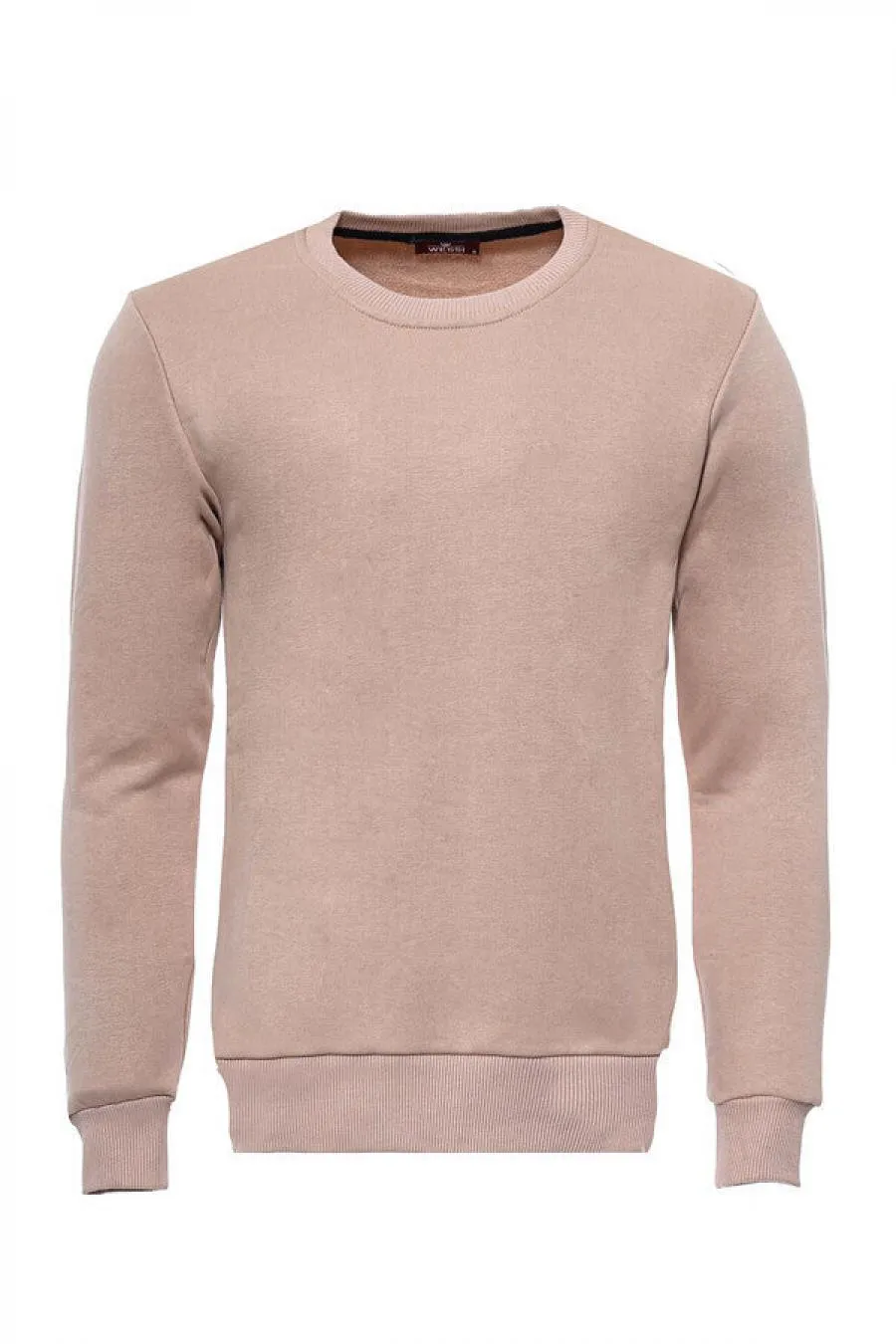 Bej Desensiz Bisiklet Yaka Sweatshirt - Wessi