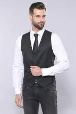 Düz Füme Slim Fit Ceket Yelek Set | Wessi