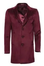 Bordo Sivri Yaka Slim Fit Kaban - Wessi