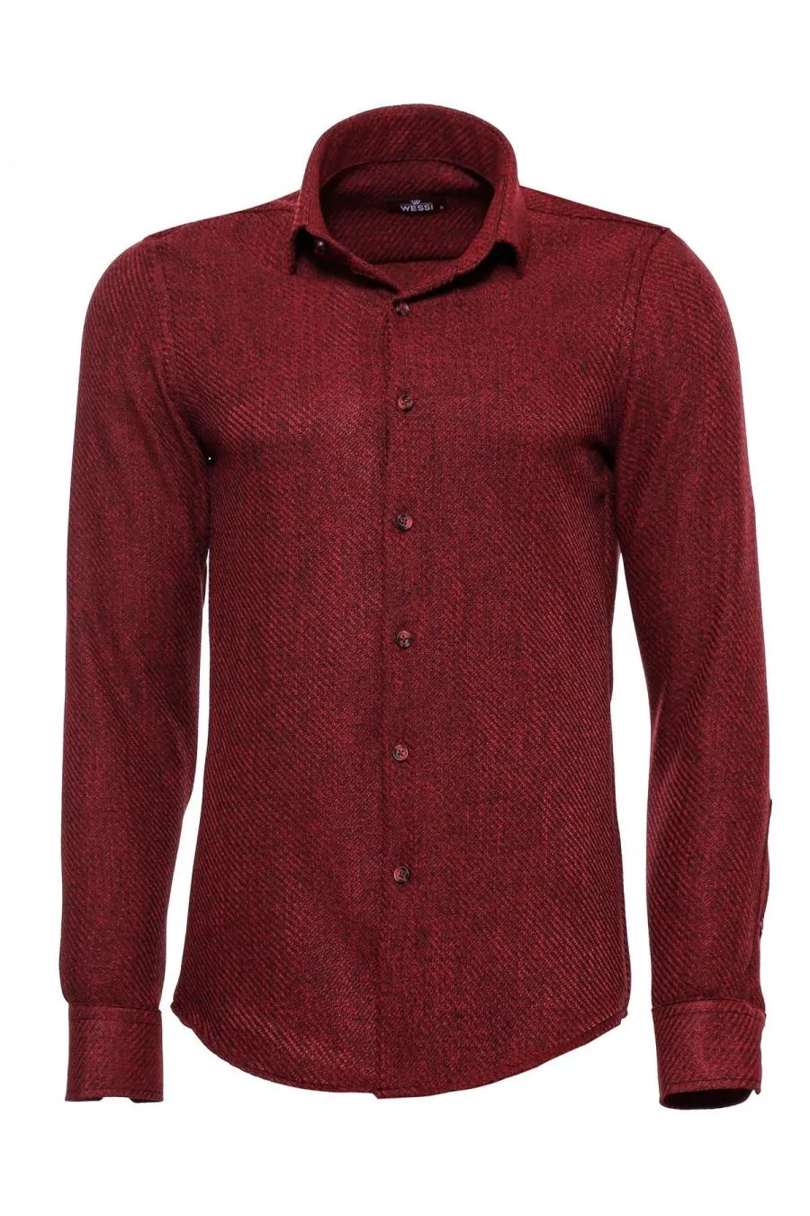 Desensiz Slim Fit Bordo Erkek Oduncu Gömlek - Wessi