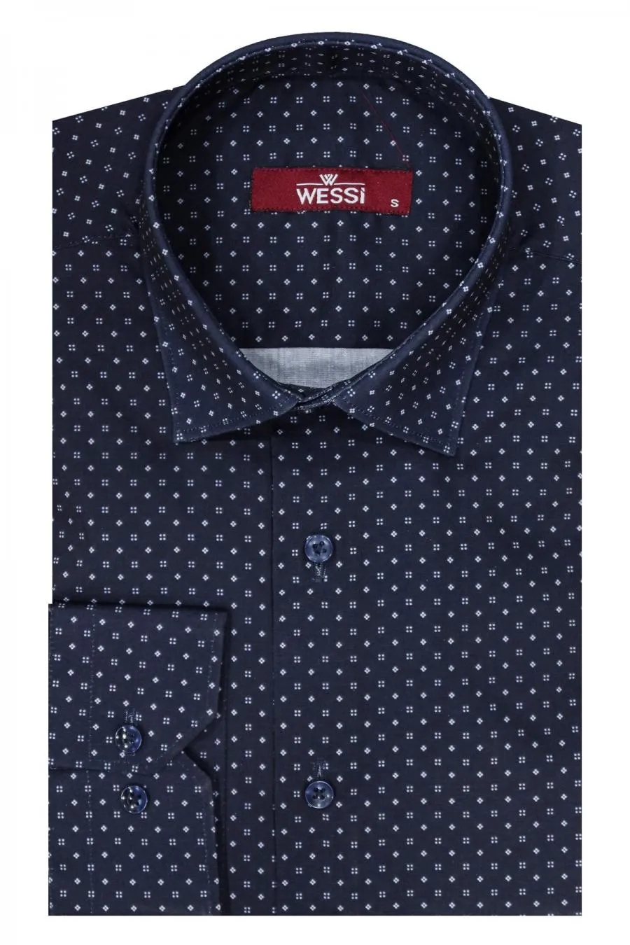 Lacivert Desenli Slim Fit Gömlek - Wessi