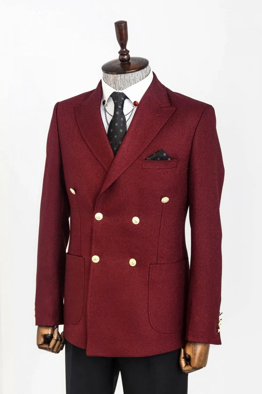 Kruvaze Slim Fit Bordo Erkek Ceket - Wessi