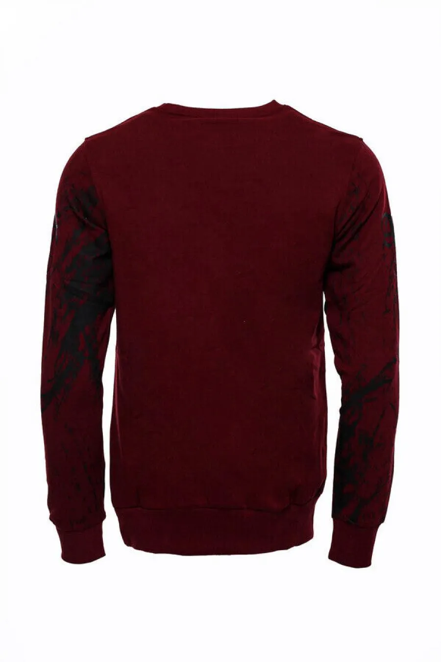 Bordo Taşlı Baskılı Sweatshirt - Wessi