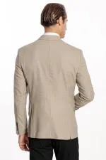 Desenli Slim Fit Krem Erkek Ceket - Wessi