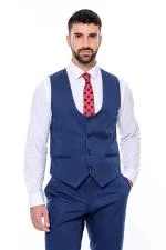 Desensiz Slim Fit Lacivert Erkek Takım Elbise - Wessi