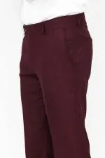 Slim Fit Desensiz Kumaş Bordo Erkek Pantolon - Wessi