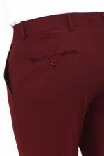 Desensiz Slim Fit Bordo Erkek Pantolon - Wessi