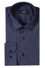 Nokta Desenli Lacivert Slim Fit Gömlek | Wessi