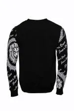 Siyah Taşlı Baskılı Ve Desenli Sweatshirt - Wessi