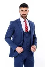 Desensiz Slim Fit Lacivert Erkek Takım Elbise - Wessi