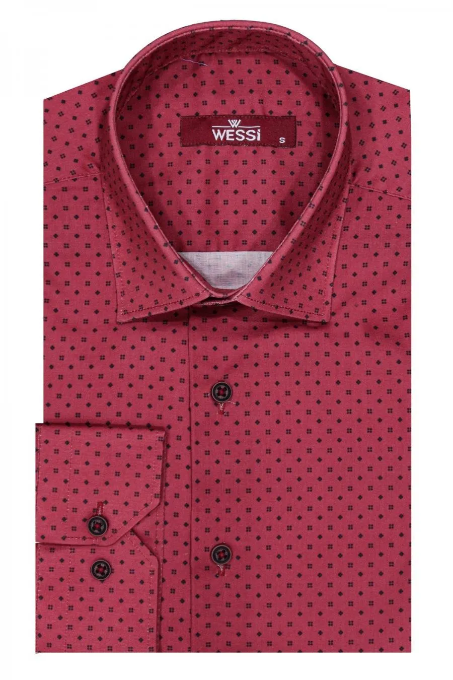 Bordo Desenli Slim Fit Gömlek - Wessi