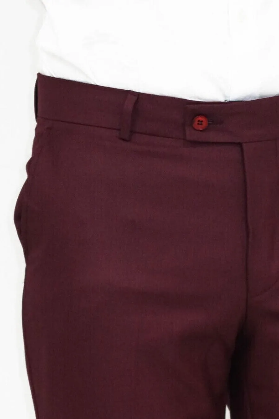 Slim Fit Desensiz Kumaş Bordo Erkek Pantolon - Wessi