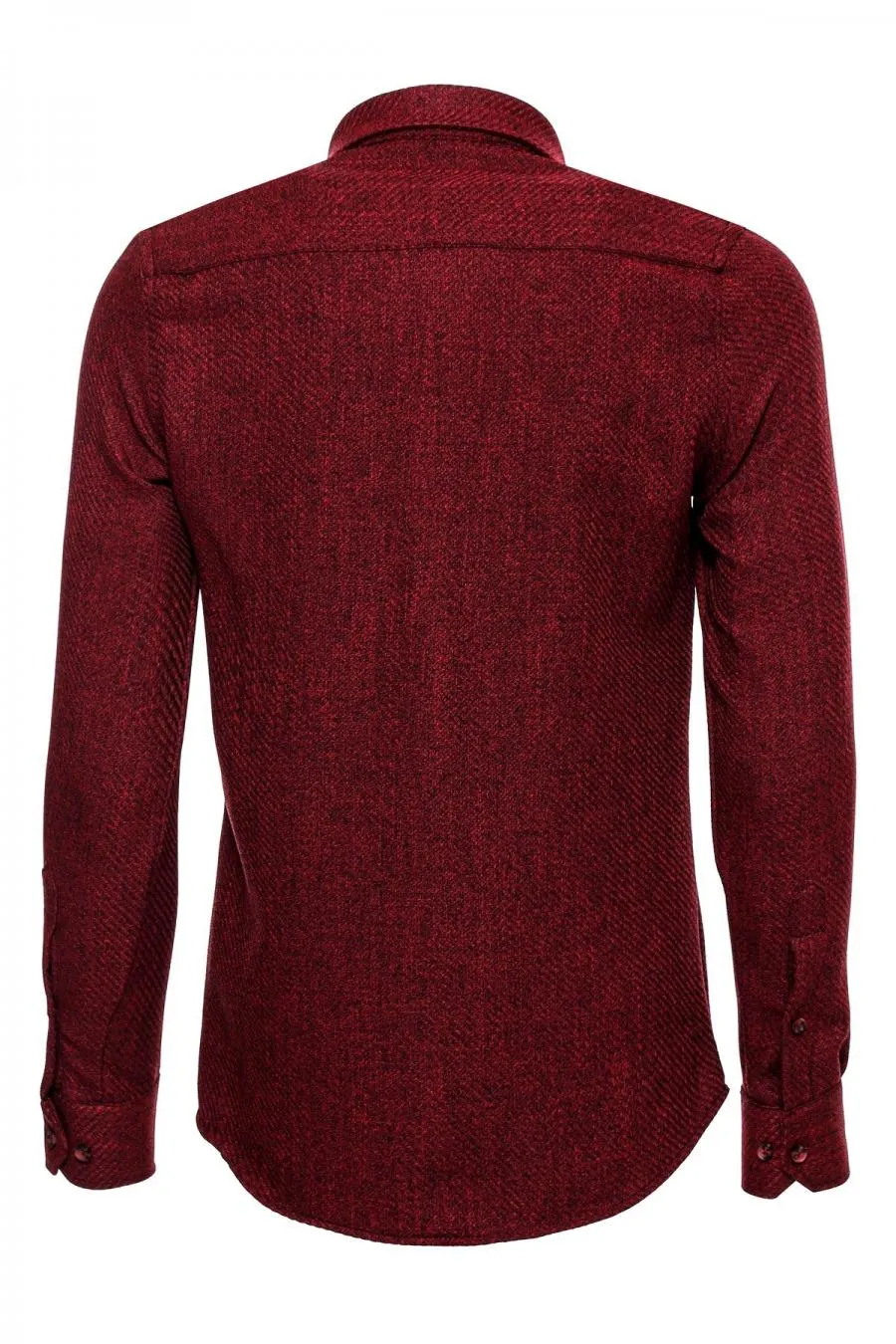 Desensiz Slim Fit Bordo Erkek Oduncu Gömlek - Wessi