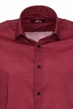 Bordo Desenli Slim Fit Gömlek - Wessi