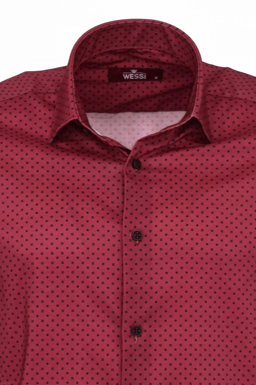 Bordo Desenli Slim Fit Gömlek - Wessi