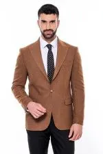 Slim Fit Desenli Taba Erkek Ceket - Wessi