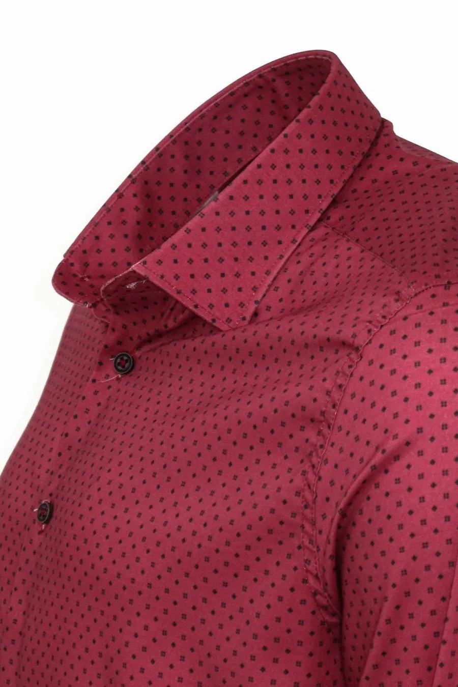 Bordo Desenli Slim Fit Gömlek - Wessi