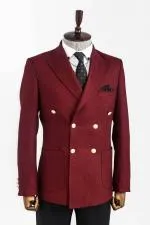 Kruvaze Slim Fit Bordo Erkek Ceket - Wessi