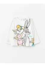 LCW baby Ekru Bisiklet Yaka Lola Bunny Baskılı Uzun Kollu Kız Bebek Sweatshirt ve Eşofman Altı 2'li Takım