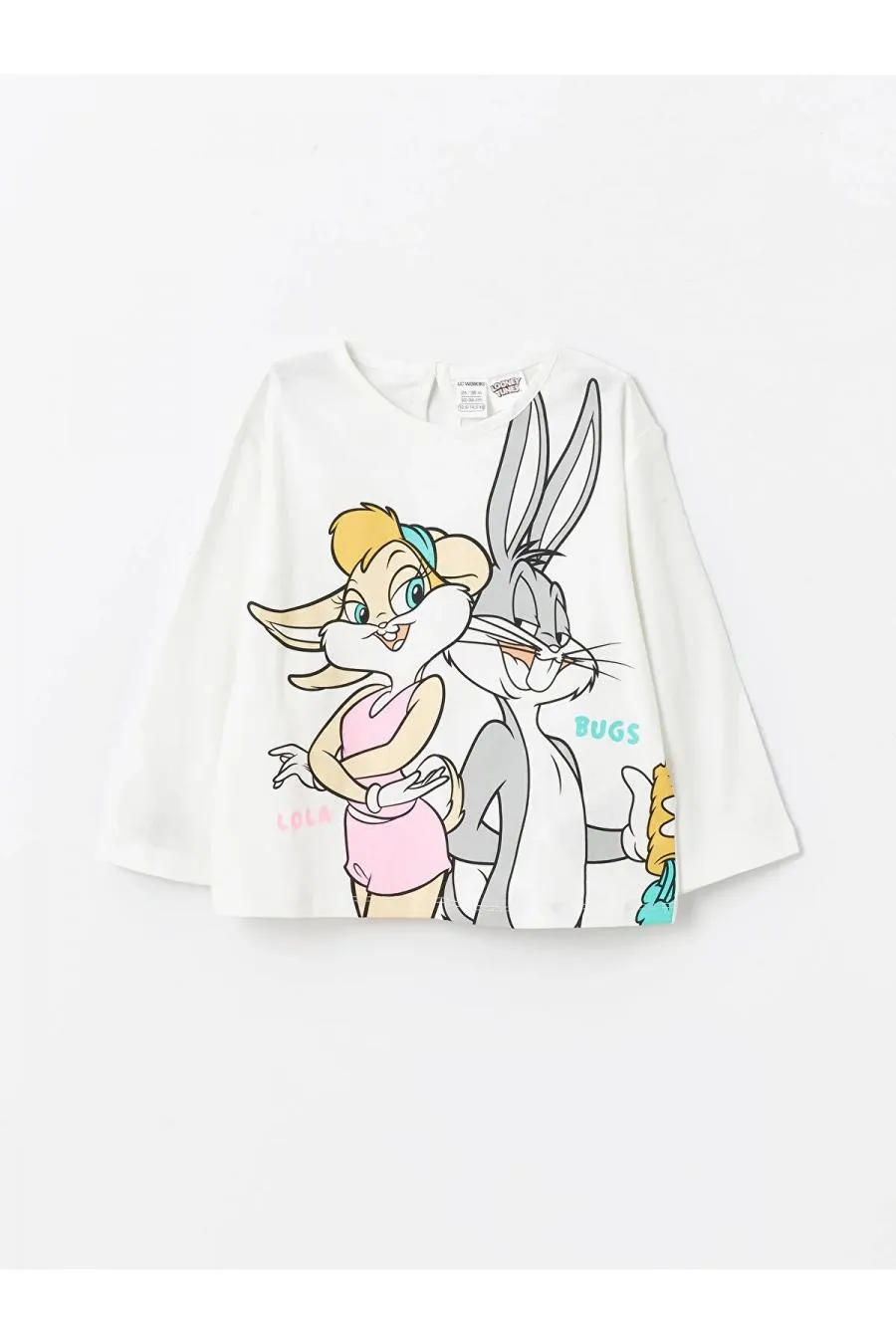 LCW baby Ekru Bisiklet Yaka Lola Bunny Baskılı Uzun Kollu Kız Bebek Sweatshirt ve Eşofman Altı 2'li Takım