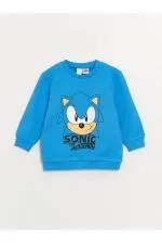 LCW baby Mavi Bisiklet Yaka Sonic Baskılı Erkek Bebek Sweatshirt ve Eşofman Alt 2'li