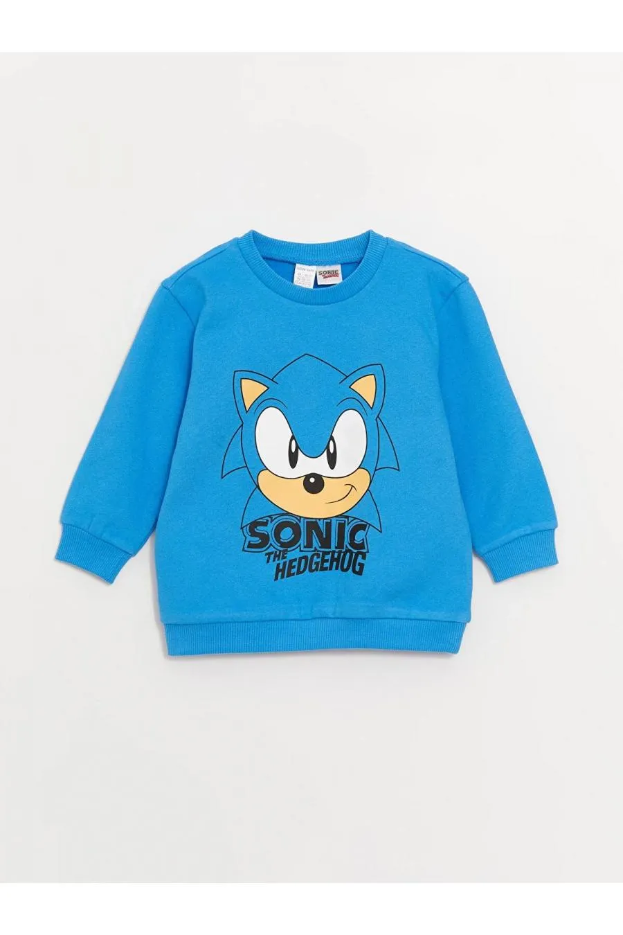 LCW baby Mavi Bisiklet Yaka Sonic Baskılı Erkek Bebek Sweatshirt ve Eşofman Alt 2'li