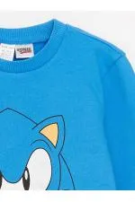 LCW baby Mavi Bisiklet Yaka Sonic Baskılı Erkek Bebek Sweatshirt ve Eşofman Alt 2'li