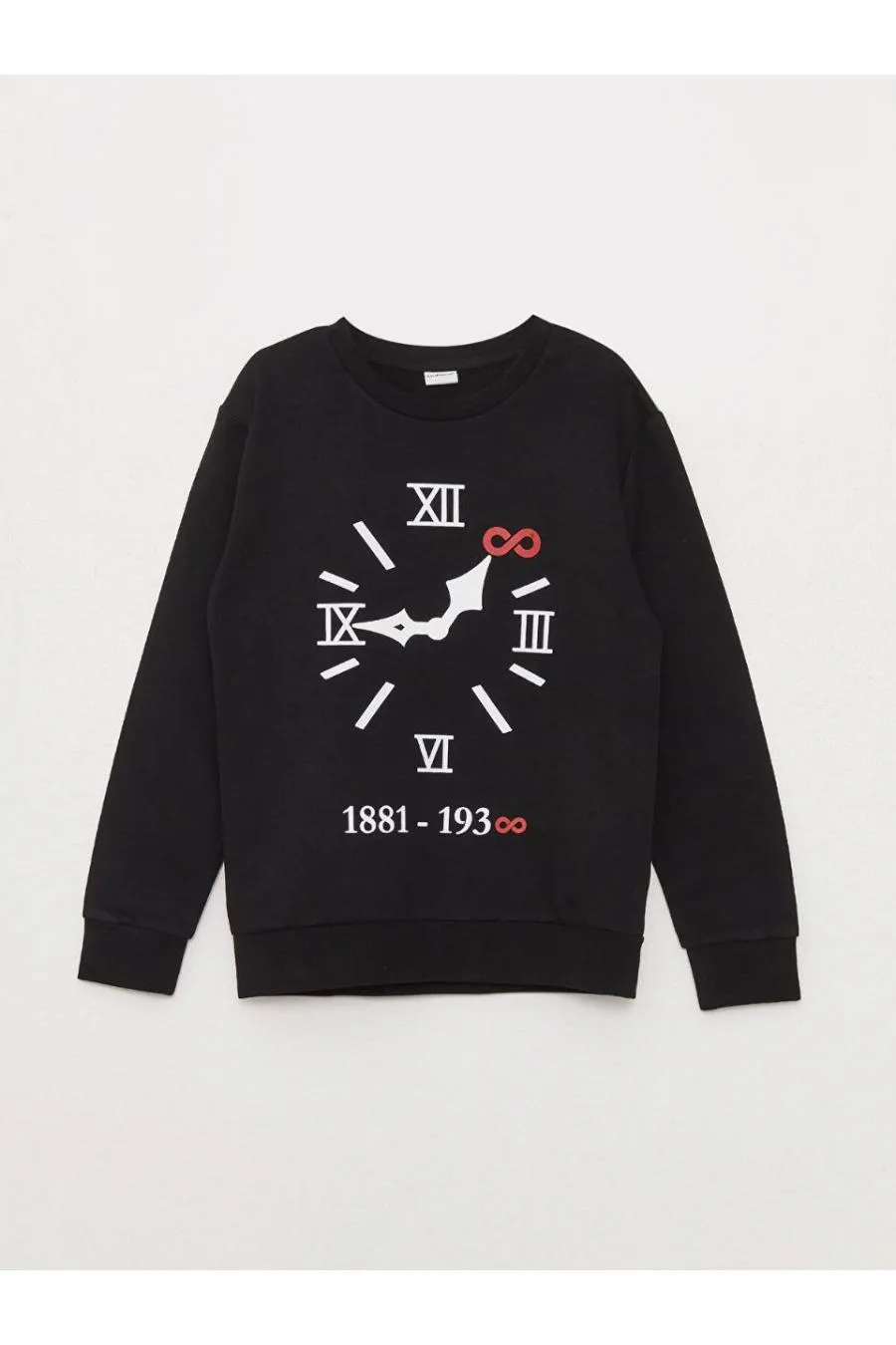 LCW Kids Yeni Siyah Bisiklet Yaka Baskılı Uzun Kollu Erkek Çocuk Sweatshirt