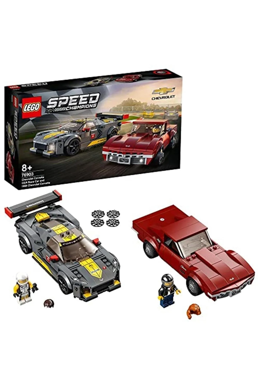 ® Speed Champions Chevrolet Corvette C8.r Yarış Arabası Ve 1968 Chevrolet Corvette 76903 Yapım